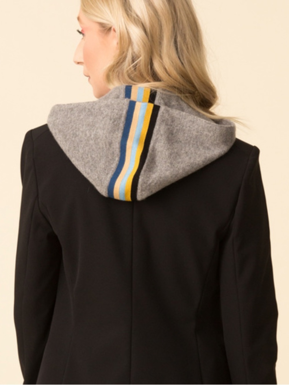 $295 VERONICA BEARD Adena stripe Hoodie Dickey Jacket insert gray Cashmere blend